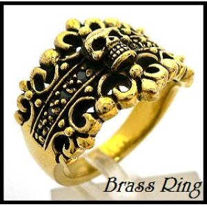 画像: Brassブラックジルコニアラインスカルリング