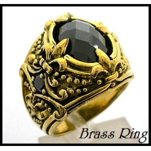 画像: Brassユリ留めカットオニキスリング