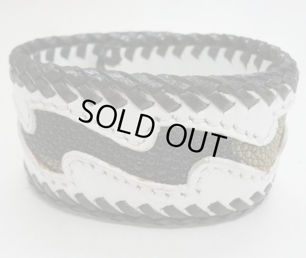 画像1: 牛革スパイラルレザーブレス　スティングレイmix