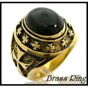 画像: Brassサークルクロスオニキスリング