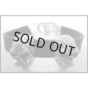 画像: シルバースカル×牛革コンビ　レザーブレス