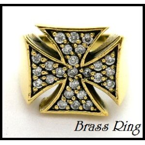 画像: Brassジルコニアアイアンクロスリング