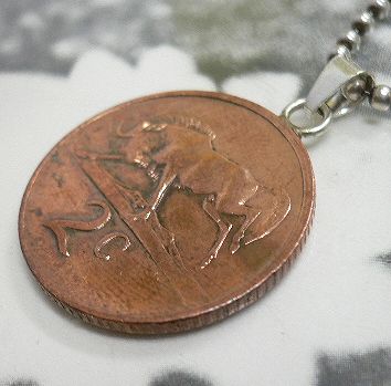 画像: 南アフリカ共和国２セント　コインペンダント　22mm