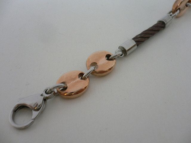 画像: ステンレスブレスI　ピンクプレートコンビ