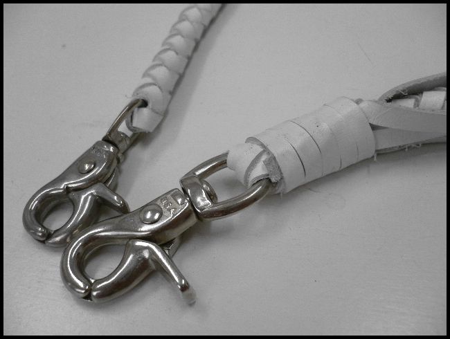 画像: 牛革7本編みウォレットチェーン　白