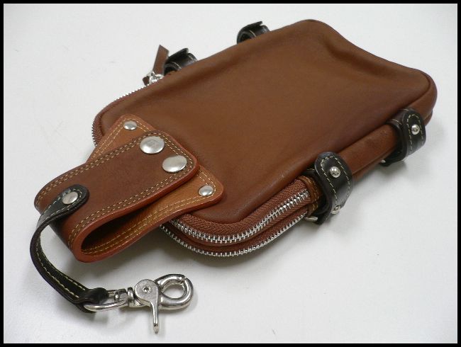 画像: 牛革Wポケットメディスンバッグ　茶