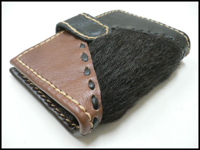 画像: 牛革×本ハラコmixカードケース