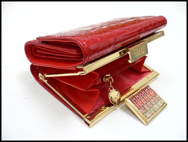 画像: HEART花柄ラインストーンジュエル　 ショート財布 レッド