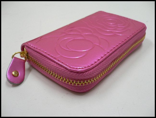 画像: 花柄型押しカード＆コインケース　ピンク