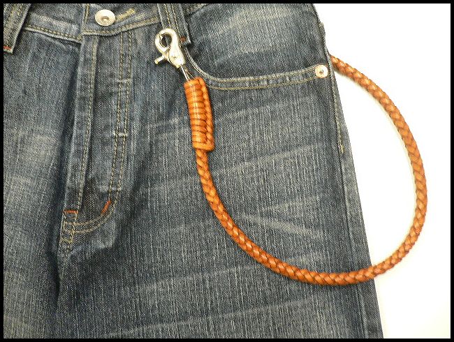 画像: 牛革ウォレットロープ茶　フリンジ無タイプ