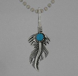 画像: ターコイズ　プチフェザーペンダント