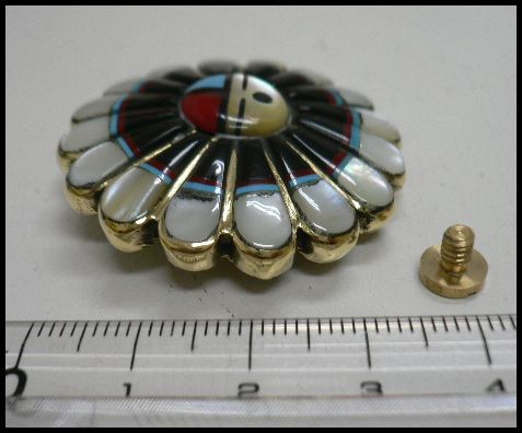 画像: 太陽神サンフェイスmixストーン　ブラスコンチョ大　直径　36mm