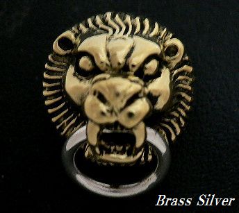 画像1: Brass×Silver925ライオン ドロップハンドル 