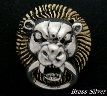 画像1: Brass×Silver925ライオン ドロップハンドル 