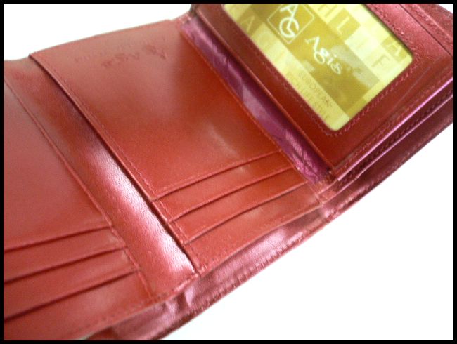 画像: AGIS花柄型押し　ショート財布　レッド