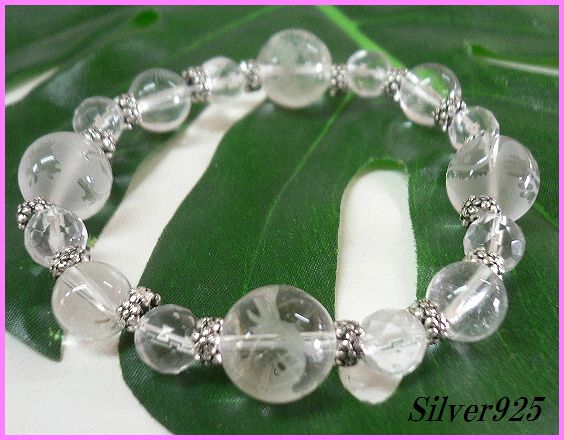 画像1: 【alpha silver】天然石 彫り龍水晶×龍紋水晶 数珠ブレス 