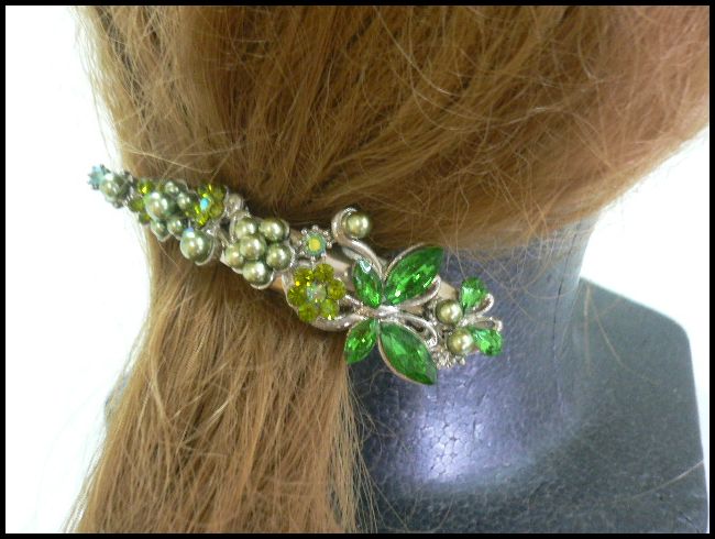 画像: ラインストーン ヘアクリップ カーブtypeG