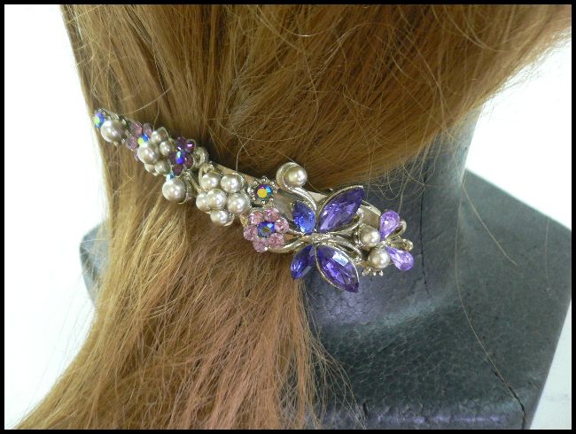 画像: ラインストーン ヘアクリップ カーブtypeE