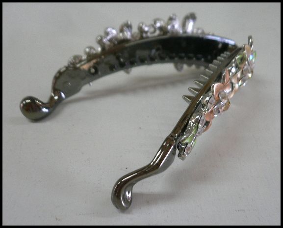 画像: ラインストーン ヘアクリップ バレッタtypeV 