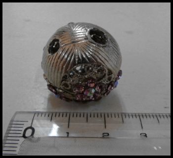 画像: メタルコンチョ　ループ式アラベスクボール　ピンクラインストーン　直径27mm