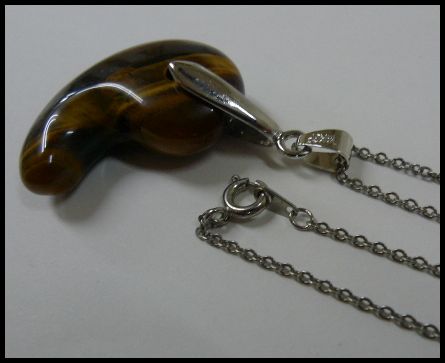 画像: タイガーアイ勾玉ネックレス40/45cm
