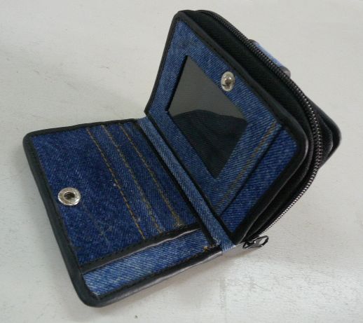 画像: ジーンズリメイクデニム ハンドメイドウォレット　ショート