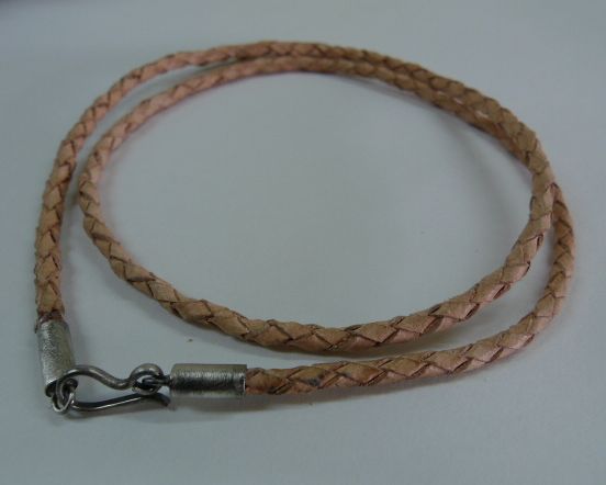 画像: シルバー925パーツ牛革編み紐　ヌメ　45/50cm