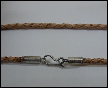画像: シルバー925パーツ牛革編み紐　ヌメ　45/50cm