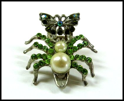 画像1: ラインストーン ヘアクリップ 蝶＆蜘蛛typeB