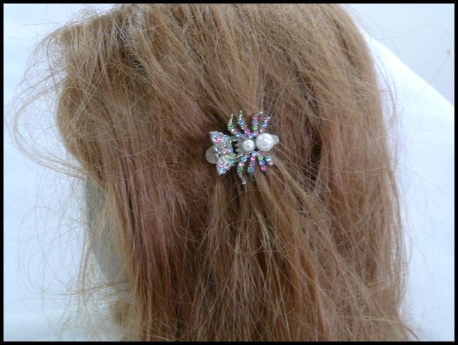 画像: ラインストーン ヘアクリップ 蝶＆蜘蛛typeD