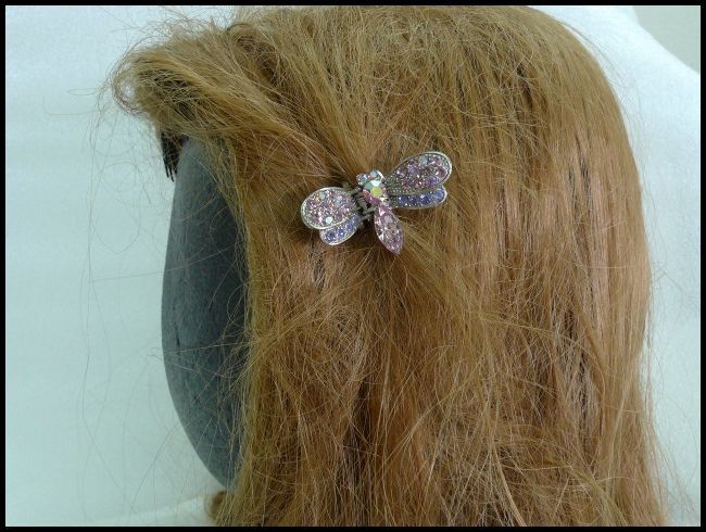 画像: ラインストーン ヘアクリップ とんぼtypeF