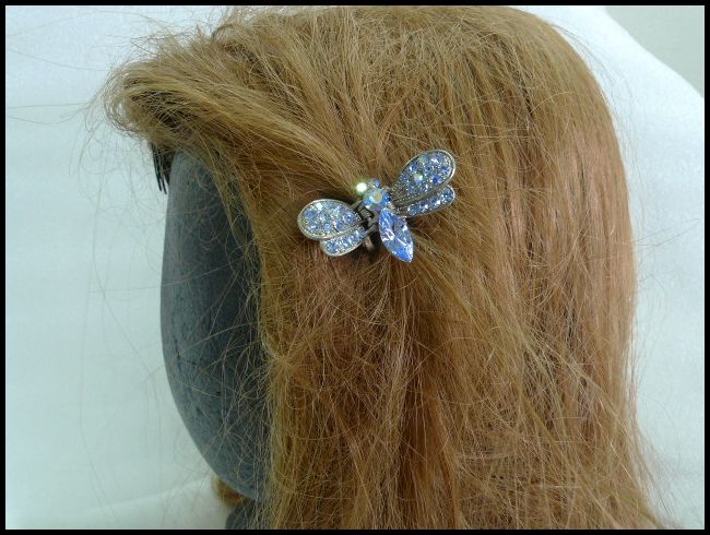 画像: ラインストーン ヘアクリップ とんぼtypeC
