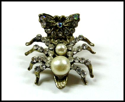 画像1: ラインストーン ヘアクリップ 蝶＆蜘蛛typeE