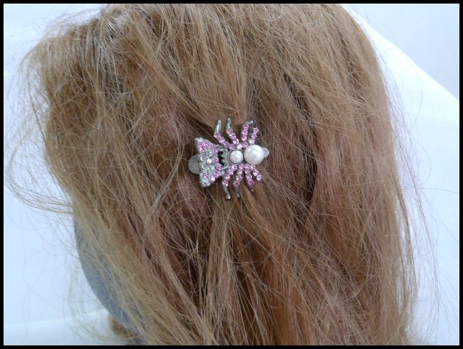 画像: ラインストーン ヘアクリップ 蝶＆蜘蛛typeC