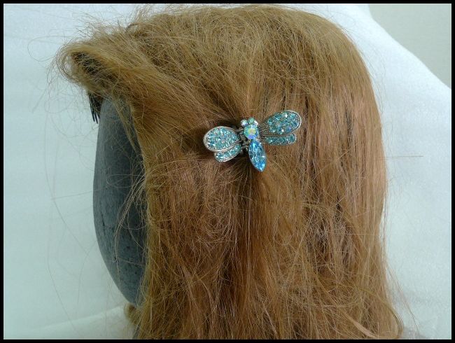 画像: ラインストーン ヘアクリップ とんぼtypeA