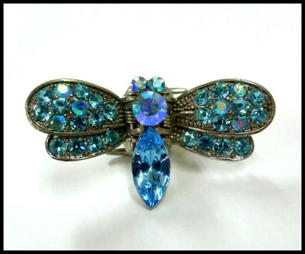 画像1: ラインストーン ヘアクリップ とんぼtypeA