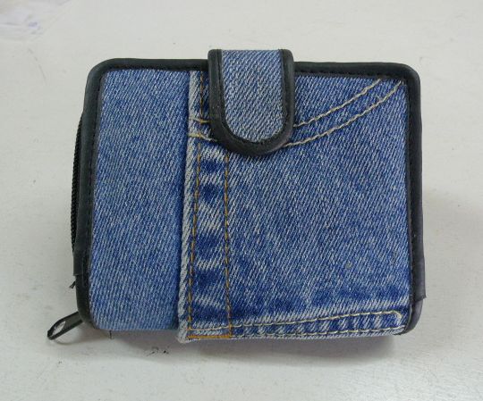 画像: ジーンズリメイクデニム ハンドメイドウォレット　ショート
