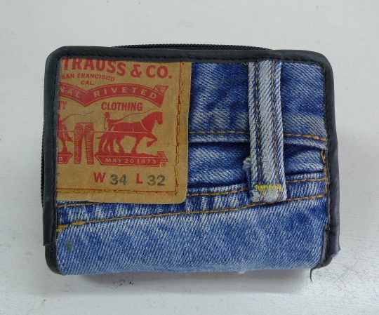画像1: ジーンズリメイクデニム ハンドメイドウォレット　ショート
