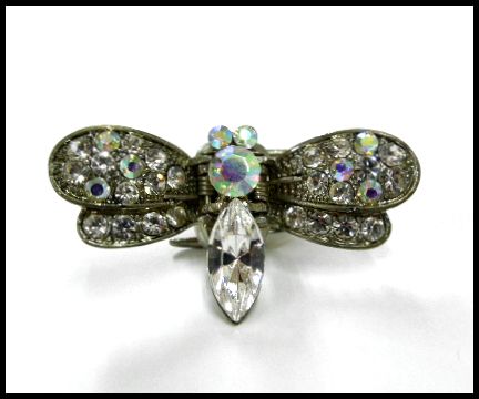 画像1: ラインストーン ヘアクリップ とんぼtypeD