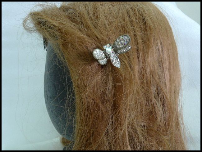 画像: ラインストーン ヘアクリップ とんぼtypeD