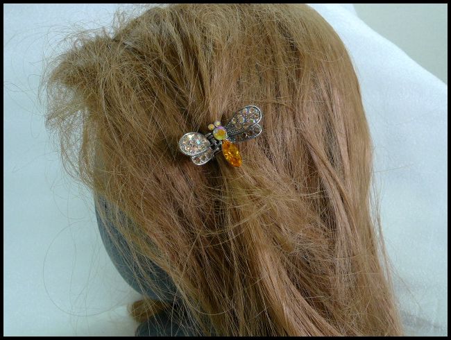 画像: ラインストーン ヘアクリップ とんぼtypeE