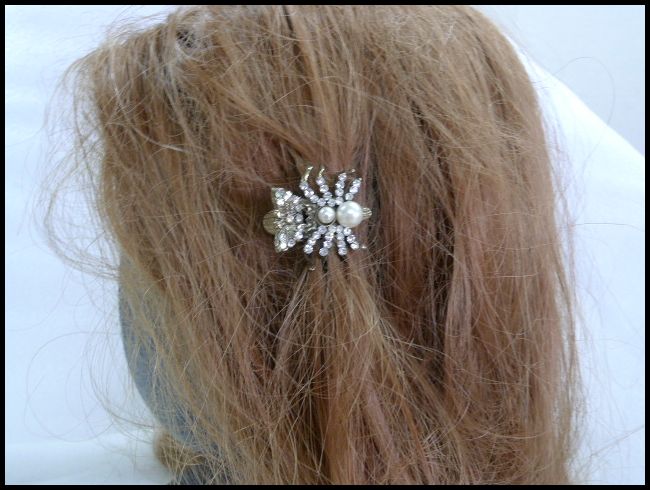 画像: ラインストーン ヘアクリップ 蝶＆蜘蛛typeE