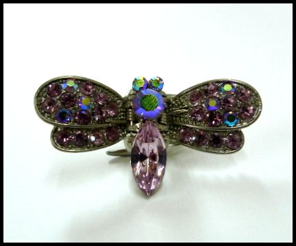 画像1: ラインストーン ヘアクリップ とんぼtypeB