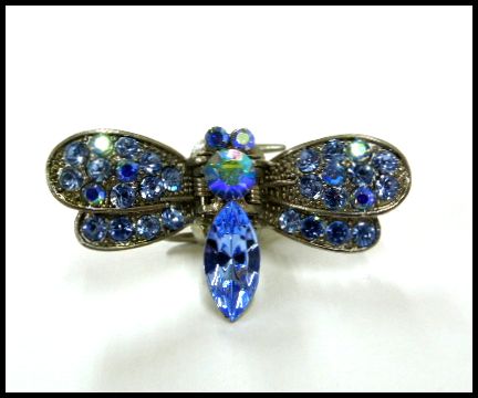 画像1: ラインストーン ヘアクリップ とんぼtypeC