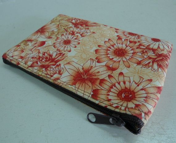 画像: ハワイアン　花模様　コインケース赤