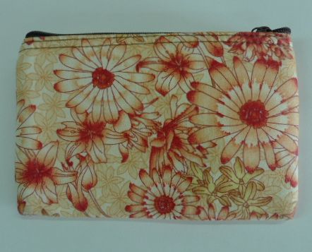 画像1: ハワイアン　花模様　コインケース赤