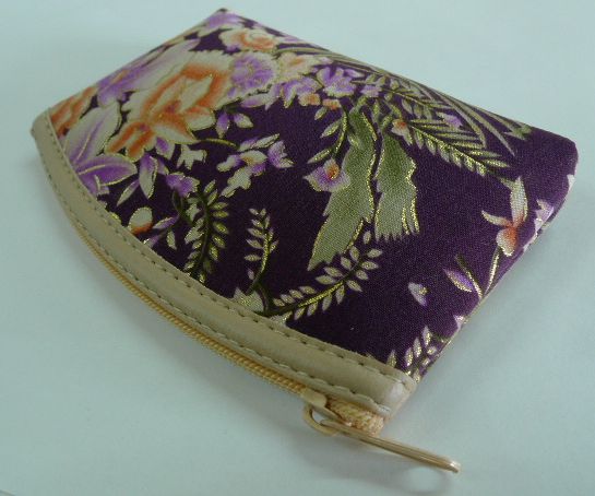 画像: 和柄　花模様　コインケース紫