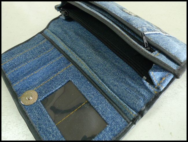 画像: ジーンズリメイクデニム ハンドメイドウォレット 二つ折り