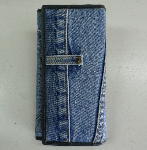 画像1: ジーンズリメイクデニム ハンドメイドウォレット 二つ折り