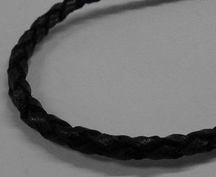 画像1: シルバー925パーツ牛革編み紐黒　太　40/45/50/55/60cm